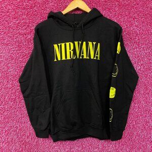 Nirvana Nevermind Dead Smiley Logo Grunge Band Graphic Hoodie XS